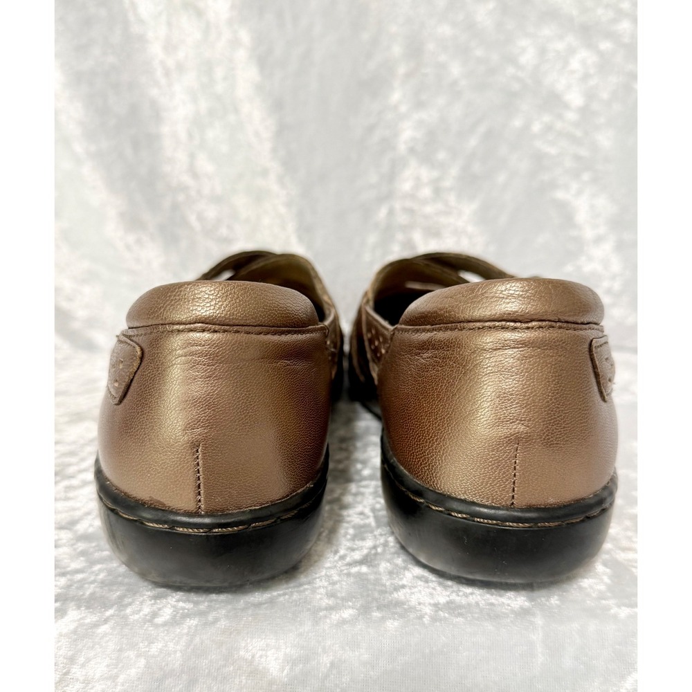 Clarks Collection Ashland Bronze Metallic Leather Mary Jane Shoes Womens 8.5 W - Picture 6 of 8